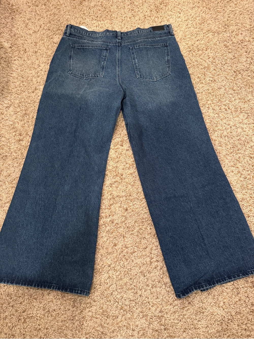 New Flare Slouchy Relaxed Wide Leg Jeans Dark Wash - Picture 6 of 7